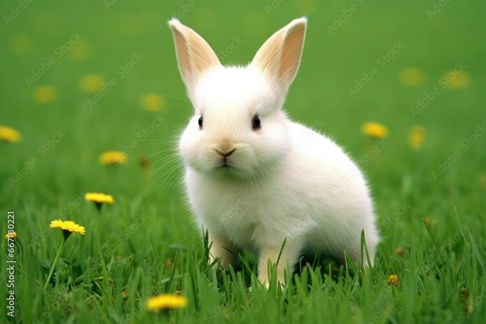 A charming high-key portrait of a curious rabbit against a soft white backdrop. The rabbit's adorable twitching nose and fluffy fur make it a delightful subject that captures the innocence and playful A charming high-key portrait of a curious rabbit against a soft white backdrop. The rabbit's adorable twitching nose and fluffy fur make it a delightful subject that captures the innocence and playful