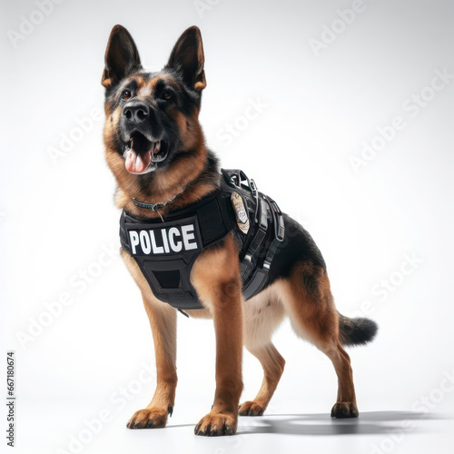 COP dog on white background. ai generative