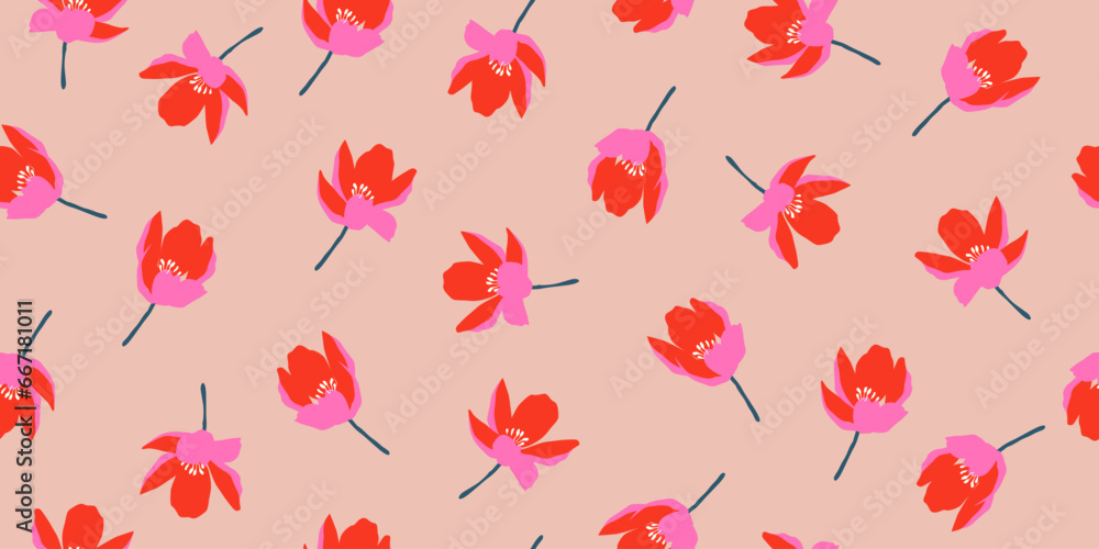 custom made wallpaper toronto digitalHand drawn flowers, seamless patterns with floral for fabric, textiles, clothing, wrapping paper, poster, banner, interior decor, abstract backgrounds. vector illustration.