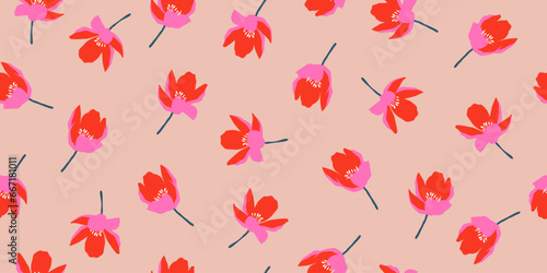 Wallpaper Mural Hand drawn flowers, seamless patterns with floral for fabric, textiles, clothing, wrapping paper, poster, banner, interior decor, abstract backgrounds. vector illustration. Torontodigital.ca