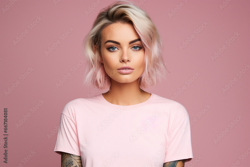 Image of beautiful woman with tattoo on her body created with generative AI Image of beautiful woman with tattoo on her body created with generative AI