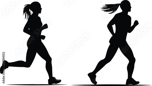 Runner silhouette person sport woman illustration man vector athlete jogging marathon run competition fitness