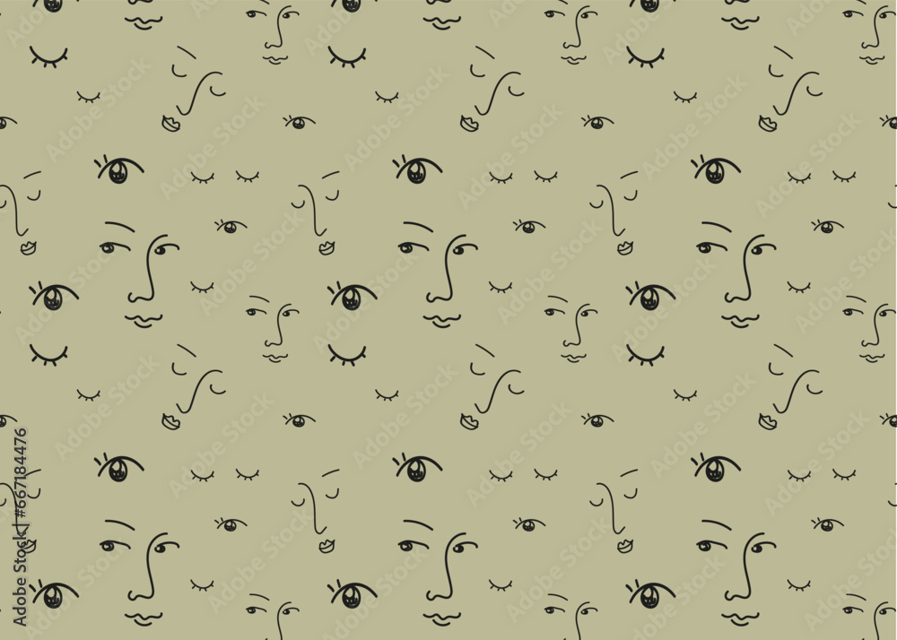 Faces of people seamless pattern. Vector doodle abstract background Faces of people seamless pattern. Vector doodle abstract background