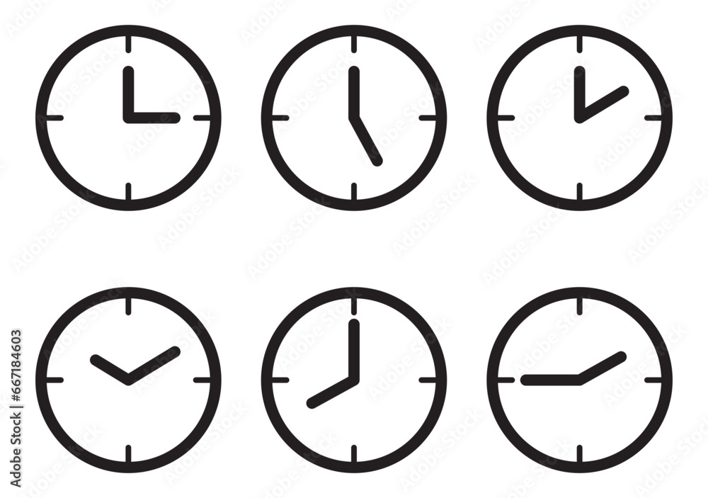 Set clock icon vector. Time line graphic design elements of clocks. Set clock icon vector. Time line graphic design elements of clocks.