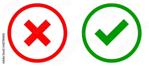 Cross and check mark icon vector symbol set.