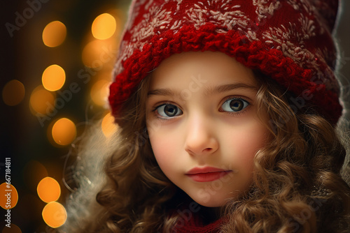 Wallpaper Mural Generative AI picture of charming lovely girl in santa claus hat on blurred christmas light backdrop Torontodigital.ca