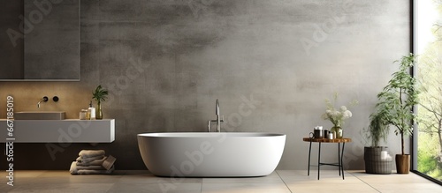 Modern bathroom with polished concrete design