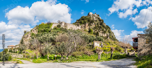 Mistras Castle a place with great history in Laconia on a beautiful day, Greece photo