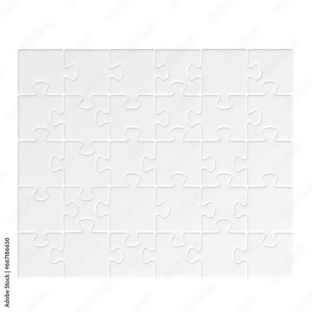 3D rendering illustration of some jigsaw puzzle tiles