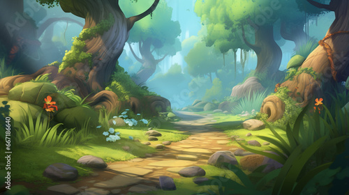 Forest Treasure. Video Game s Digital CG Artwork. generative ai