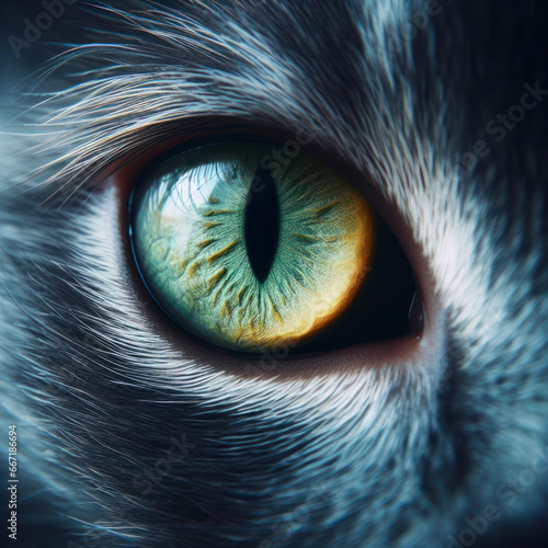 close up macro shot of a cat green eye. ai generative