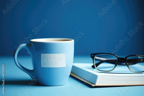 Blue Monday concept with blue coffee cup, AI Generated