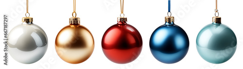 Set of a Variety of Blank Plain Christmas Tree Ornaments Isolated. Generative AI. Transparent PNG.