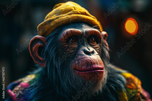 Portrait of a monkey on the street in Kathmandu, Nepal