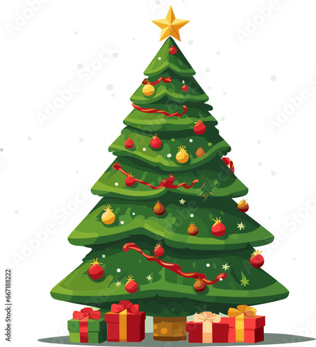 flat modern vector christmass tree new year gift. AI generated illustration