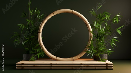 Bamboo product display podium for natural product review