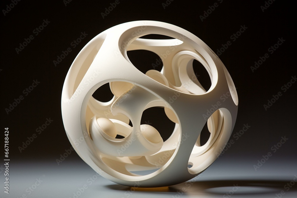 Spherical plaything of white color. Generative AI