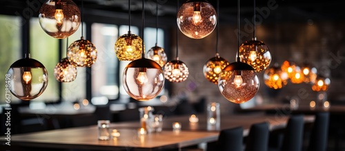 Contemporary lamps in beauty salon or restaurant bubble shade chandeliers loft style design