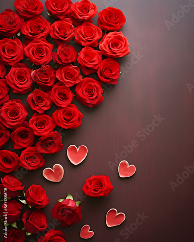 Love hearts and roses background - Valentines design theme