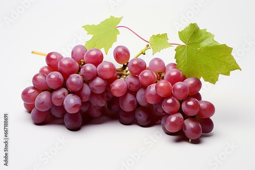 Tidy arrangement of plump grapes on a clean white surface. Generative AI