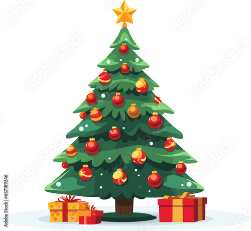flat modern vector christmass tree new year gift. AI generated illustration