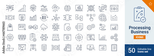 Processing icons Pixel perfect. Technology, graphic, support, ....