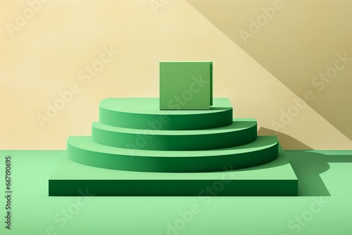 Illustration of an unoccupied green podium. Generative AI