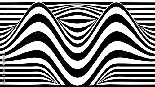 Warped stripe pattern forming illusory waves
