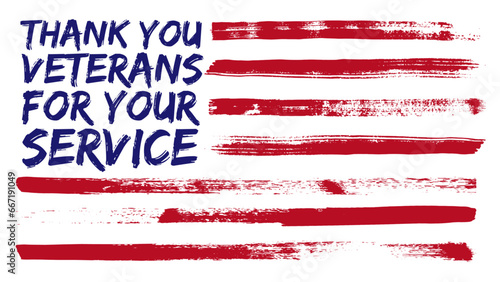 ‘Thank You Veterans For Your Service’ stylized Veterans’ Day banner in painterly style