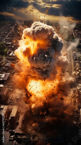 massive bomb Over City World War III