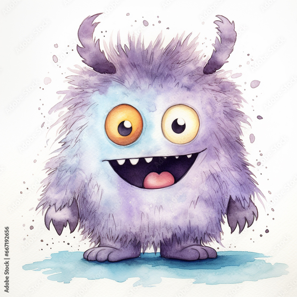 Obraz premium Kind Watercolor Monster Makes the World a Better Place