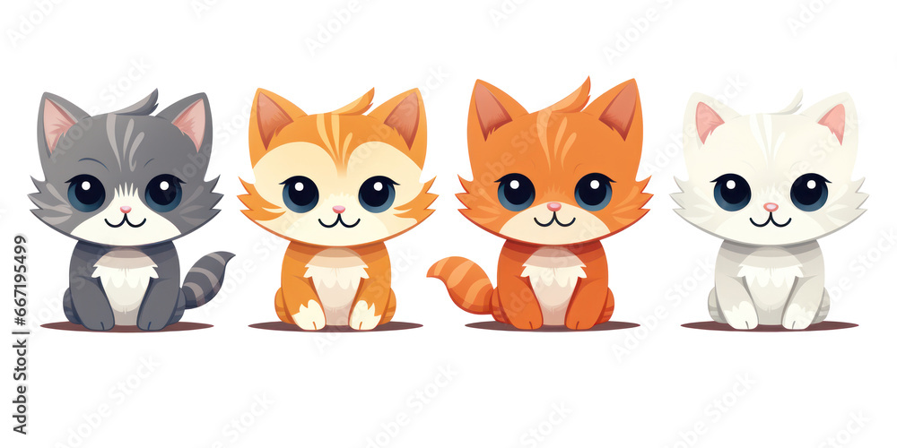 Cute cartoon baby cats, flat vector, isolated Cute cartoon baby cats, flat vector, isolated