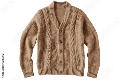Knitted cardigan in brown color photo