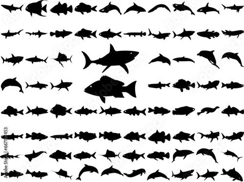 Silhouette fish vector 