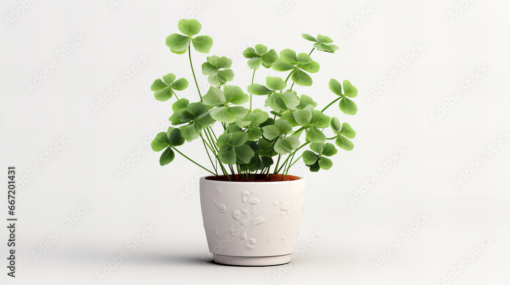 lucky charm, clover in flowerpot lucky charm, clover in flowerpot