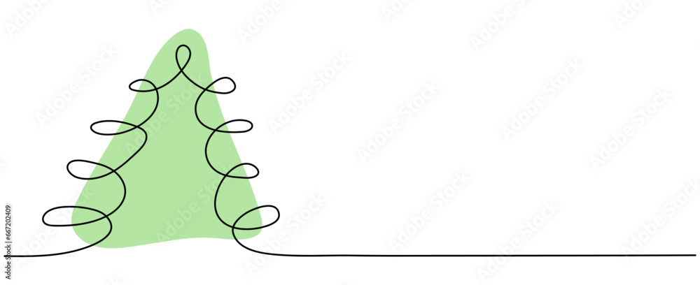 Continuous one line drawing of Christmas tree. New Year design drawn. Vector illustration. Continuous one line drawing of Christmas tree. New Year design drawn. Vector illustration.