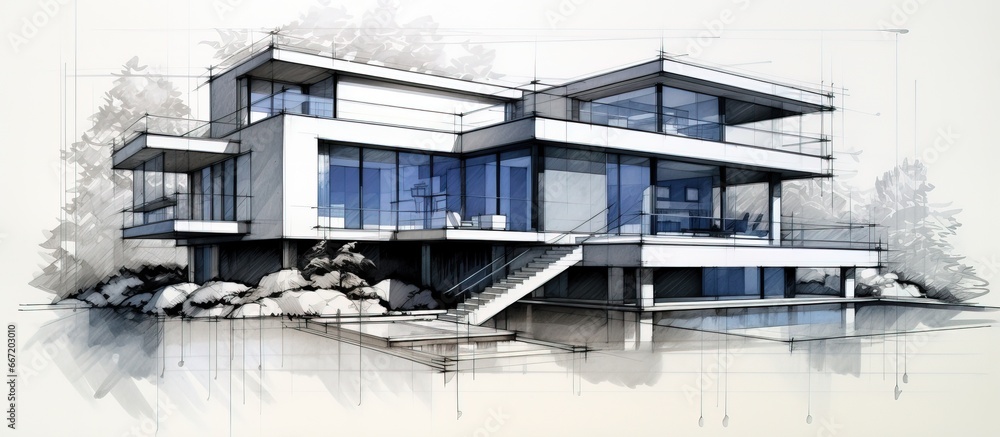 Contemporary architectural exterior with an abstract design Contemporary architectural exterior with an abstract design