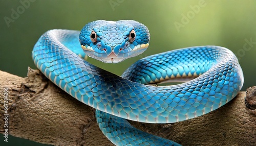 blue viper snake closeup face viper snake blue insularis trimeresurus insularis