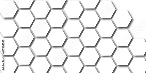 Abstract background with seamless geometric pattern . Geometry pattern hexagon. Hexagonal netting. seamless background with 3d illustration. structure futuristic white background and Embossed Hexagon.