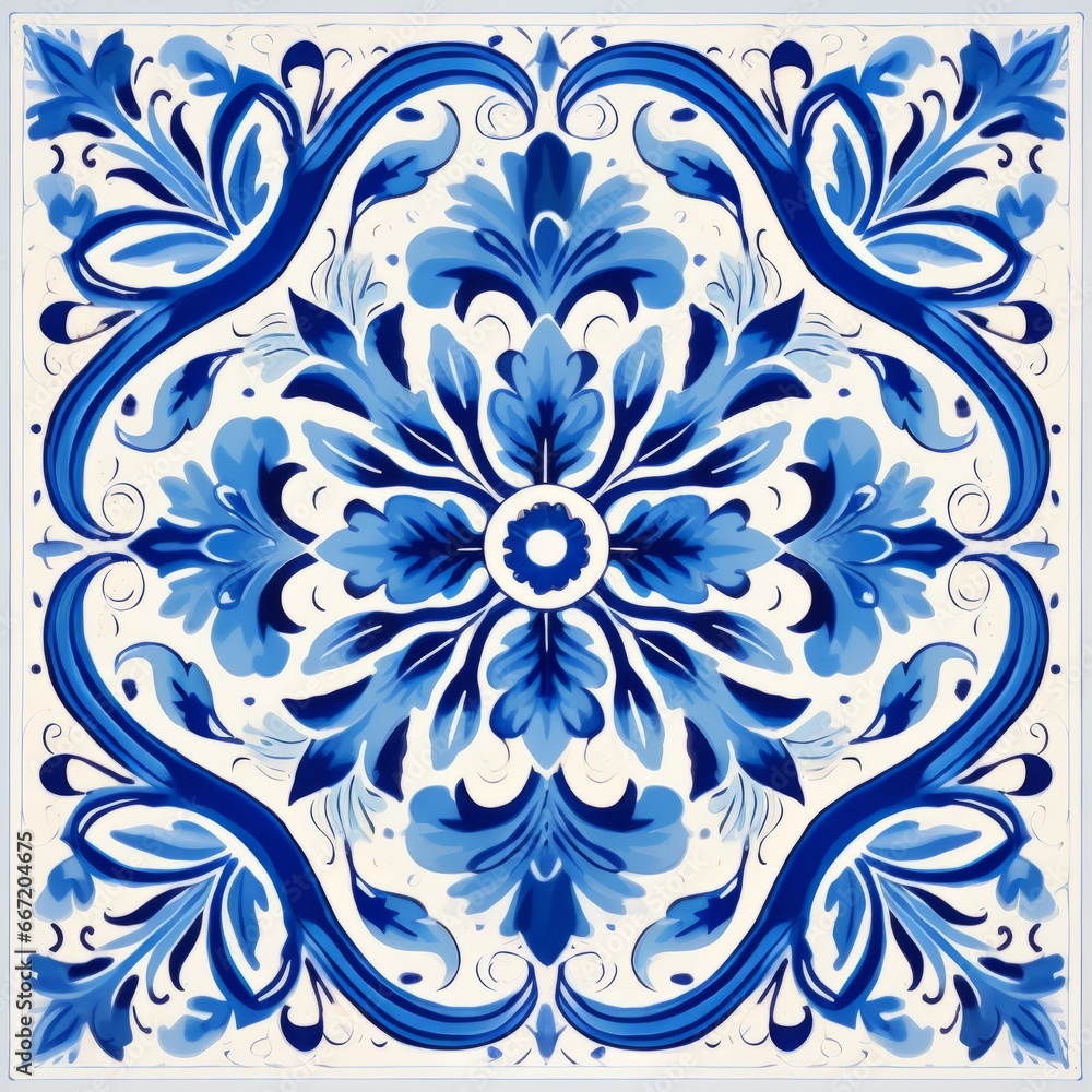 Pattern of azulejos tiles. Illustration style