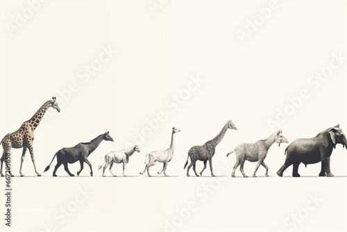Animals walking towards the left. Generative AI
