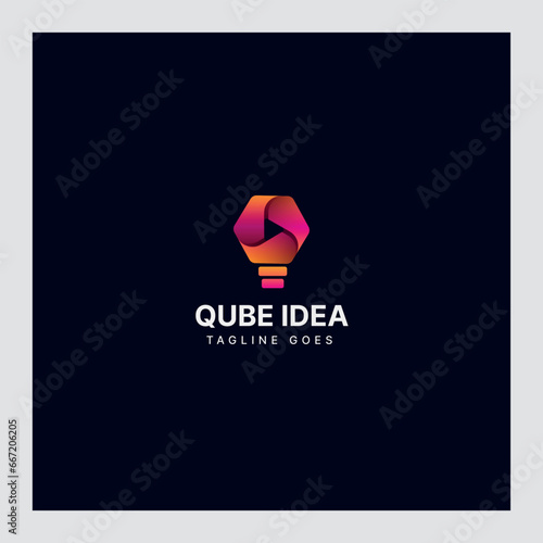 Q-letter and Ideia logo Design in the form of a Hexagons shape and a cube logo with 
Letter monogram designs for corporate identity to business logo (ID: 667206205)