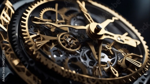 Mechanic metallic time clock clockwork gear watch technology machine wheel