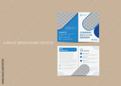 business bifold brochure or magazine cover design vector template