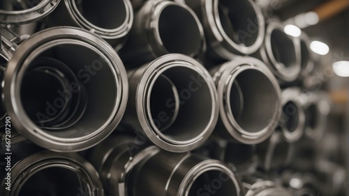 Metal pipes connector tubes. Construction cylindrical steel pipe stacked valious size in constructio-topaz.jpeg, Metal pipes connector tubes. Construction cylindrical steel pipe stacked valious size i photo