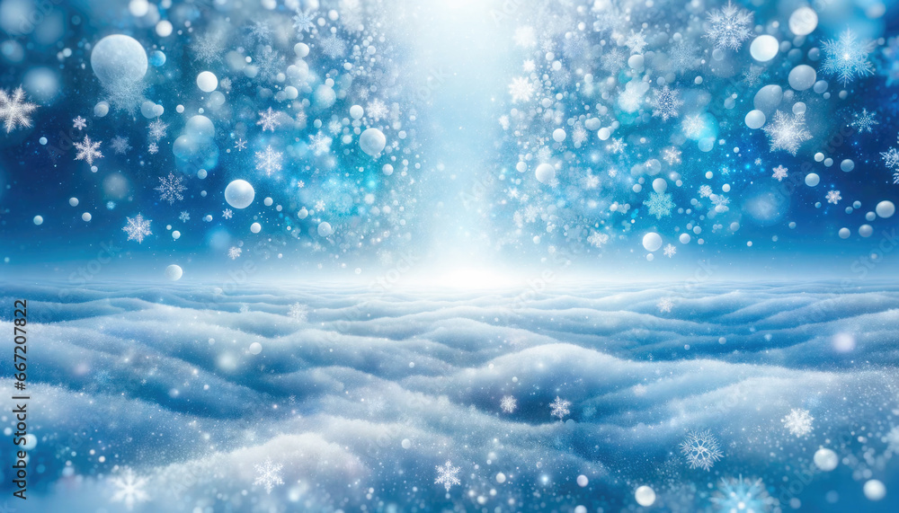 Winter magical background with snowflakes. Abstract winter scene.