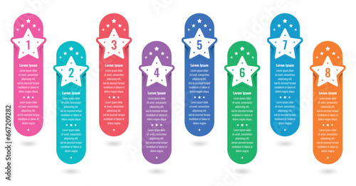 eight options statistical informational template. annual report, internet, web infographic template. star information template