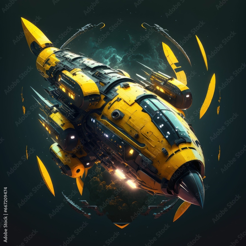 Toy spaceship om dark background Toy spaceship om dark background