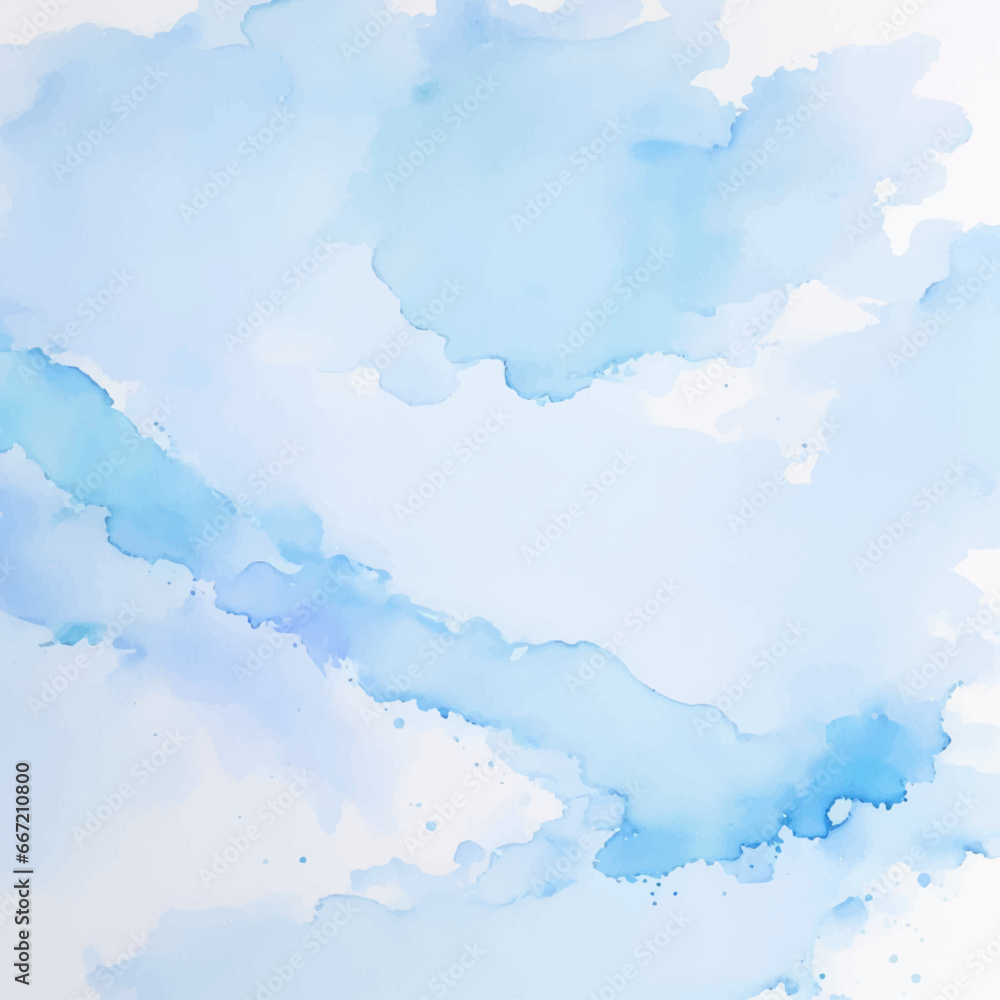 blue sky with clouds, Abstract blue background, Blue watercolor, background with snowflakes