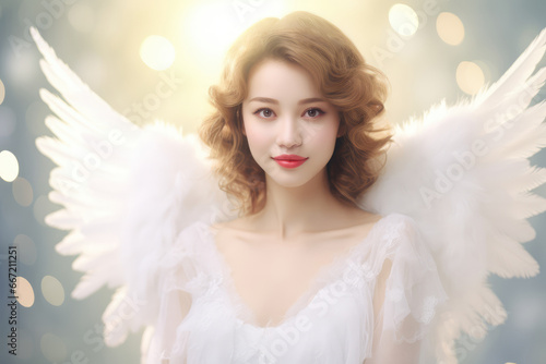 Christmas Angel - Graceful woman in an angel costume - AI Generated